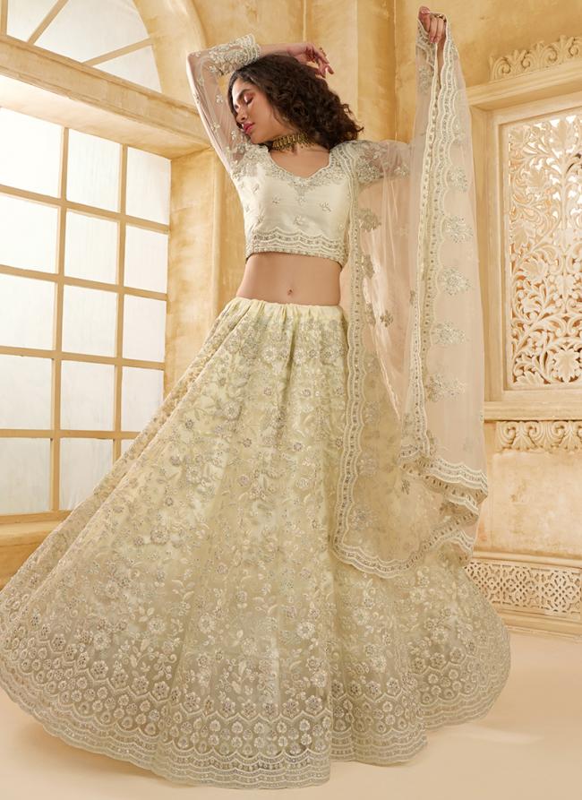 Net Off White Wedding Wear Stone Work Lehenga Choli